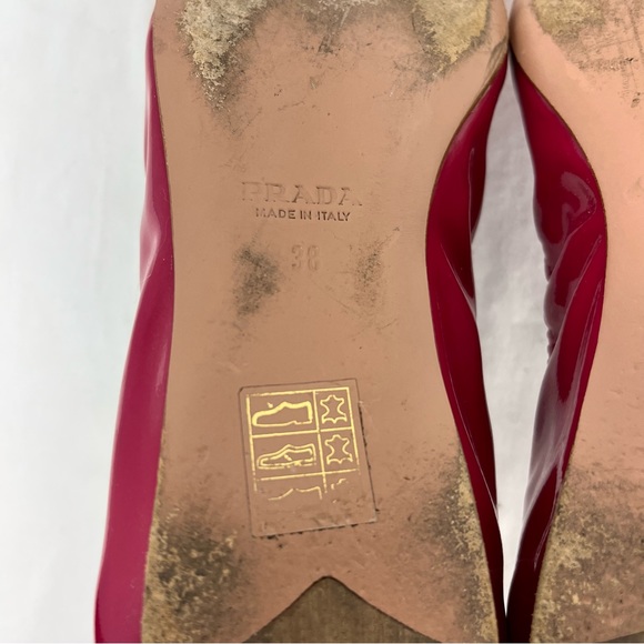 Prada Calzature Donna Patent Leather Tassel Bow Ballet Flats Pink 8 - Picture 12 of 13